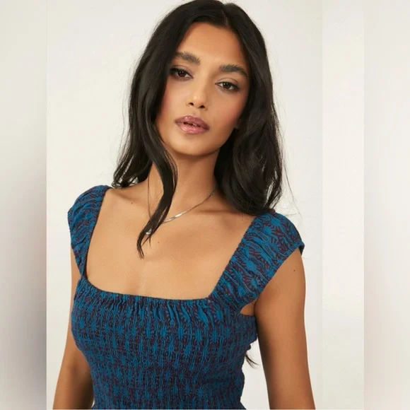 Free People Sweet Annie Mini Dress XS Tiered Cotton Boho Summer - Picture 4 of 12